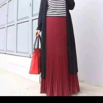 Rok Plisket Wanita Panjang Premium All Size Fit To XL