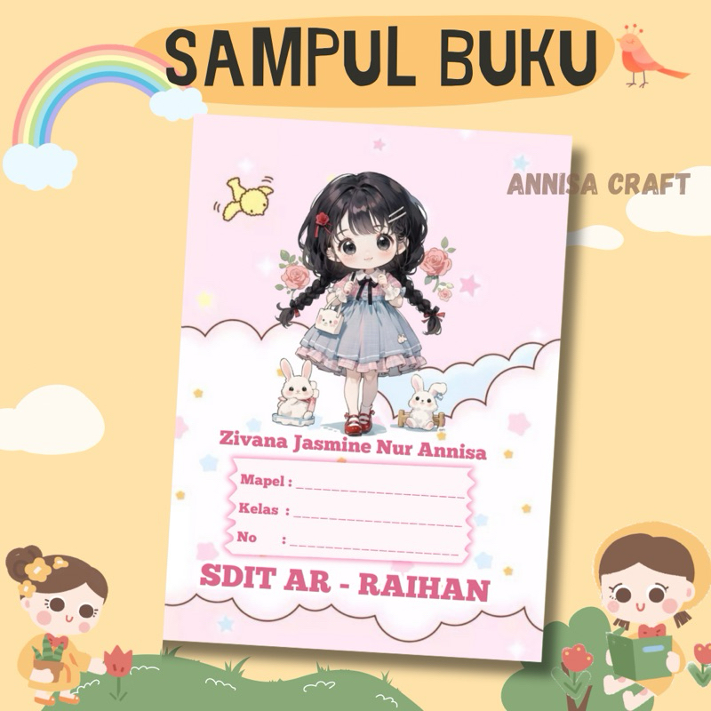 Jual Sampul Buku Custom Nama Isi 10 pcs, Cover buku, Sampul buku A5 B5 ...