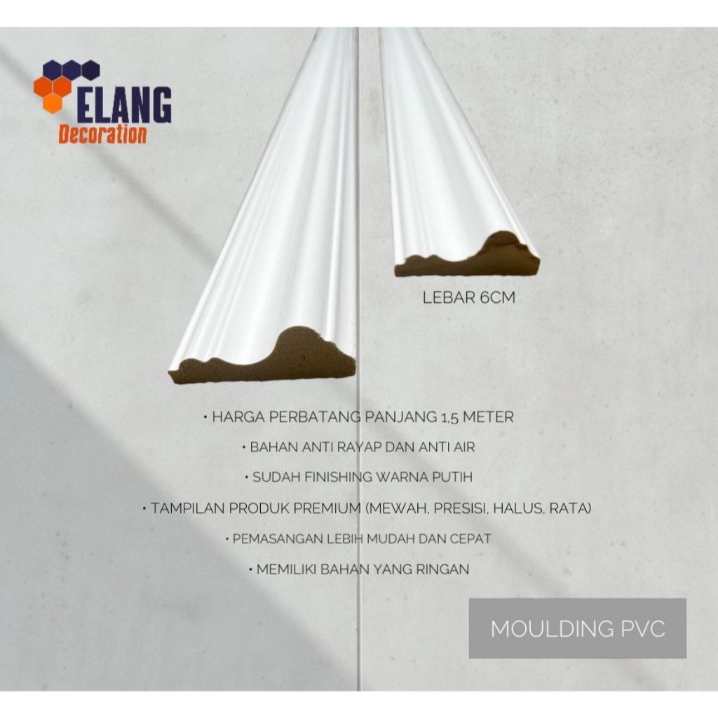 Jual MOULDING ANTI RAYAP BAHAN PVC / UKURAN LEBAR 6CM PANJANG 1,5 METER ...