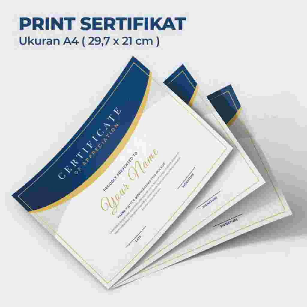 Jual Cetak Sertifikat Piagam Custom 1 Sisi 2 Sisi Print Cetak