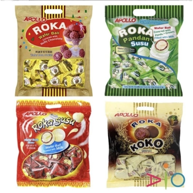 Jual APOLLO Roka Wafer Ball with Nutty Chocolate / Susu / Pandan Susu ...