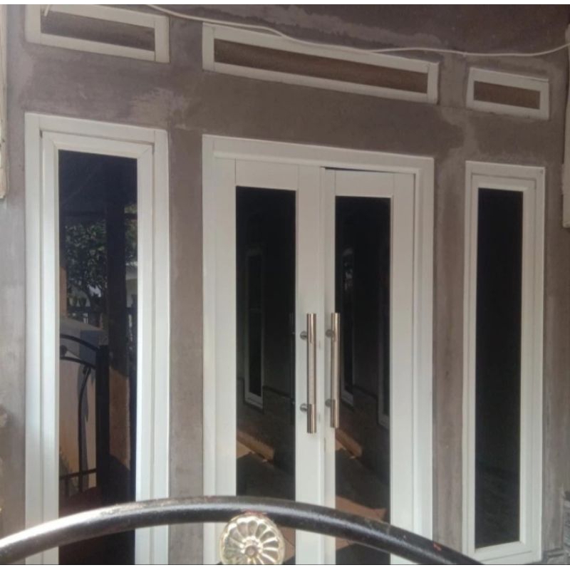 Jual pintu alumunium putih kaca reben | Shopee Indonesia