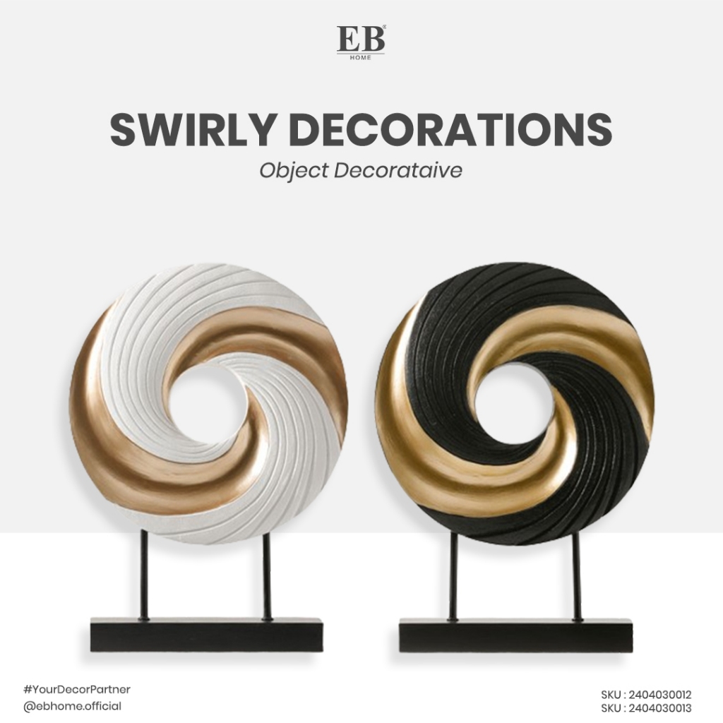 Jual Pajangan Hiasan Meja Monokrom / Swirly Decorations EB Home 3352 ...