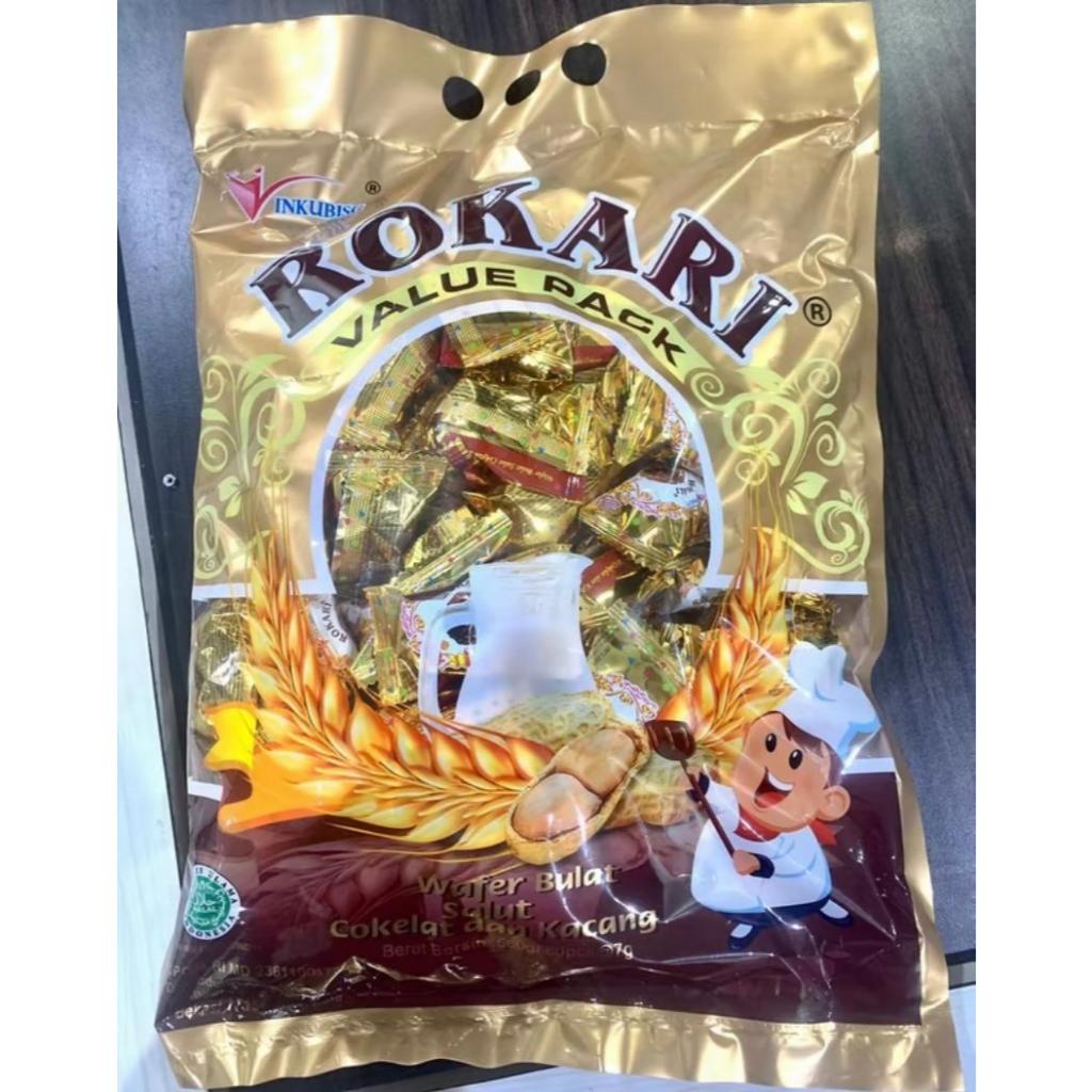 Jual Rokari Value Pack wafer bulat salut coklat dan kacang isi 80 pcs ...