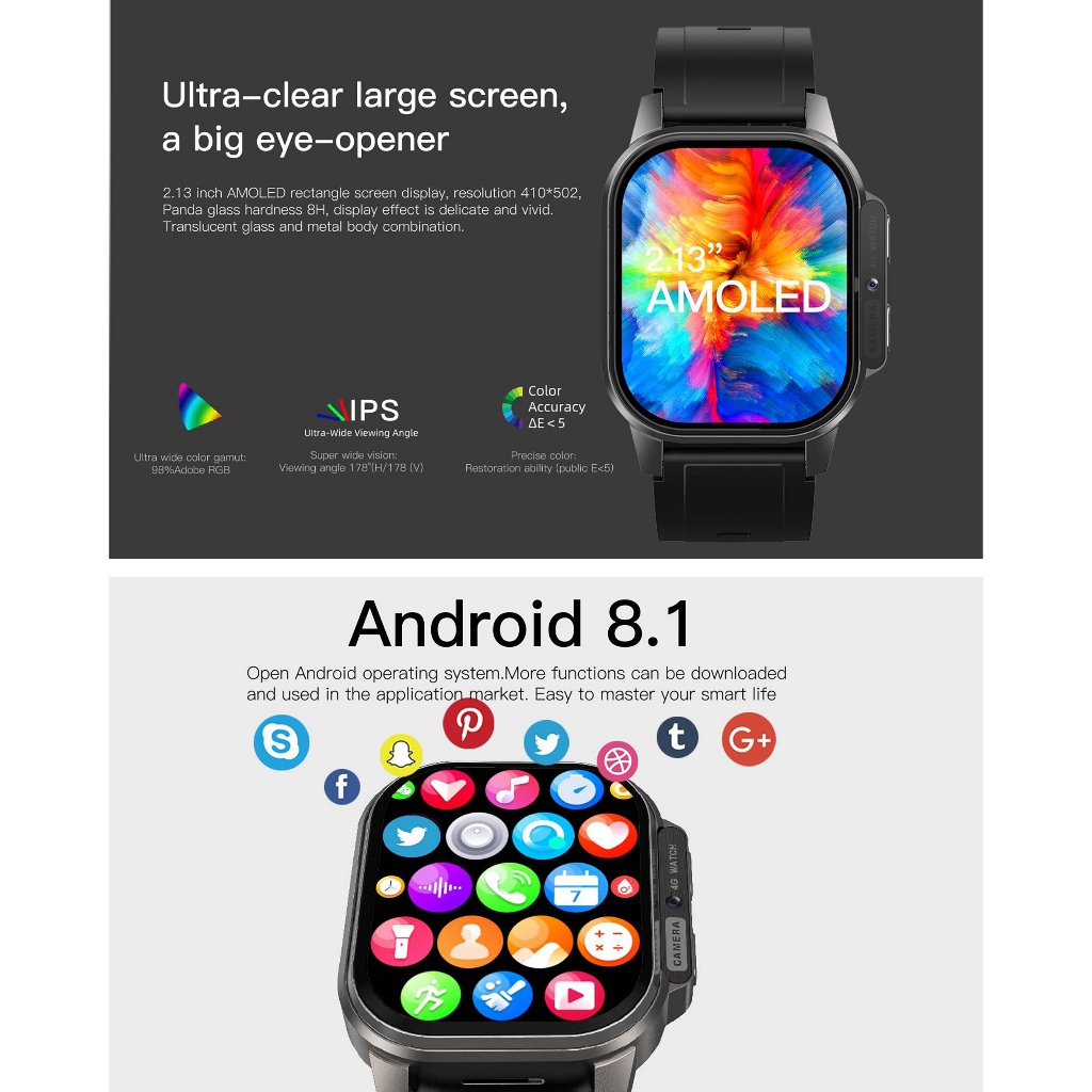 Jual DM62 Smartwatch 4G Wifi Android Playstore AMOLED Watch Pria Wanita ...