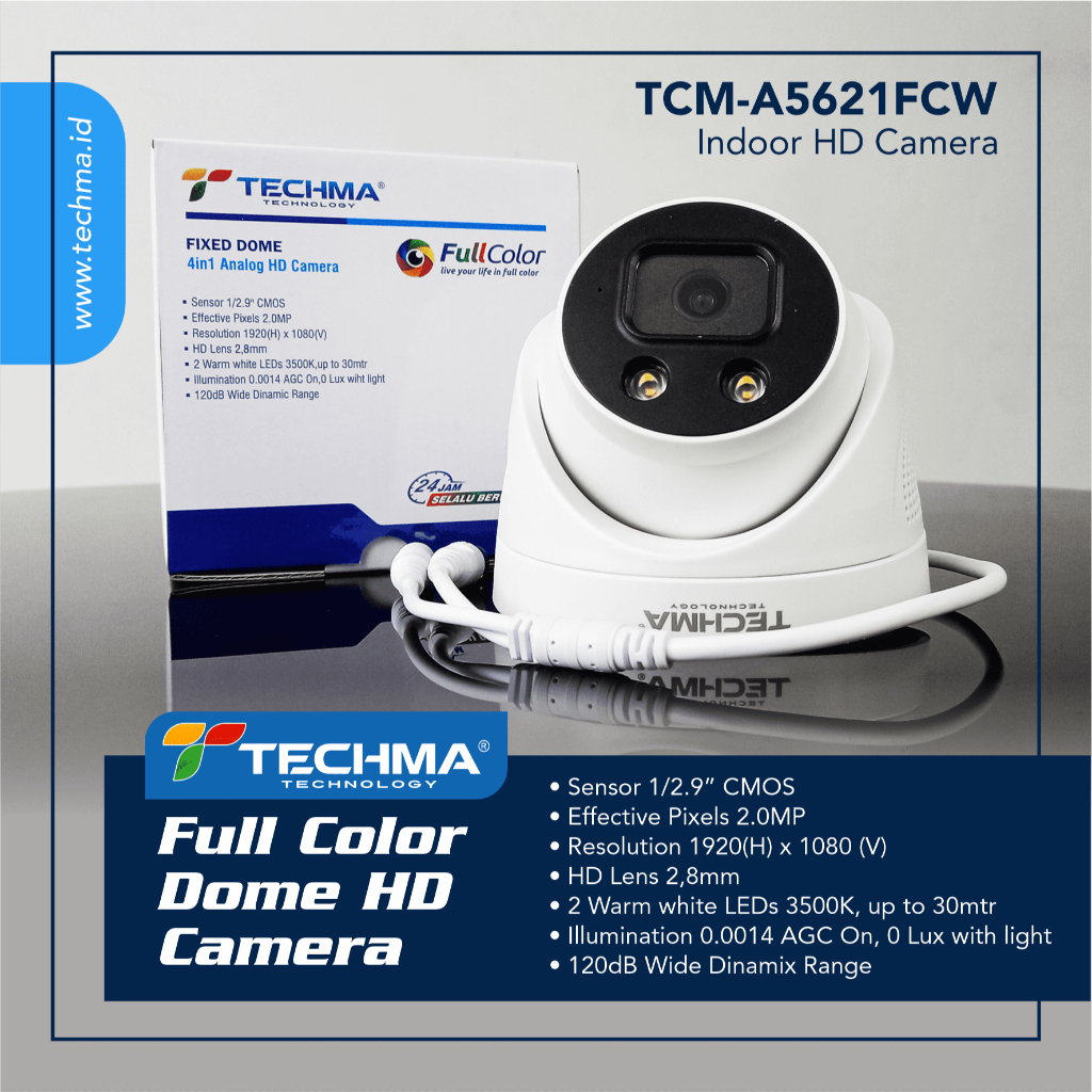 Jual TCM-A5621FCW Techma Indoor Full Color Camera 2MP,Lensa 2,8mm ...