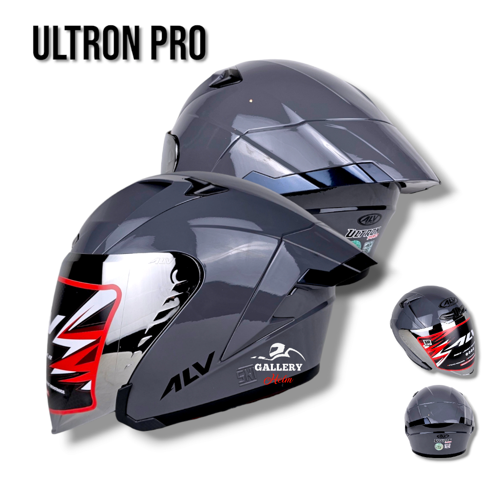Jual Alv Ultron Pro Grey Glossy | Helm Half face | Shopee Indonesia