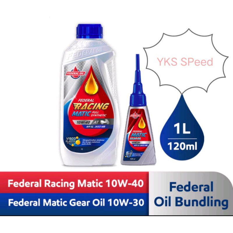 Jual Oli Mesin Federal Racing Matic 10-40w 1 L dan Oli gardan 120 ml ...