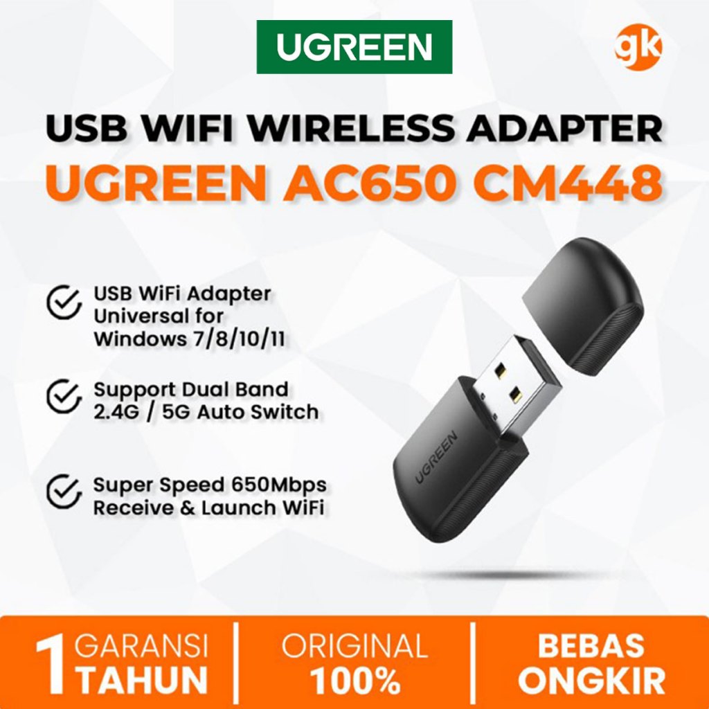 Jual UGREEN AC650 USB Wireless Adapter WiFi 650Mbps Dual Band 2.4G & 5G ...