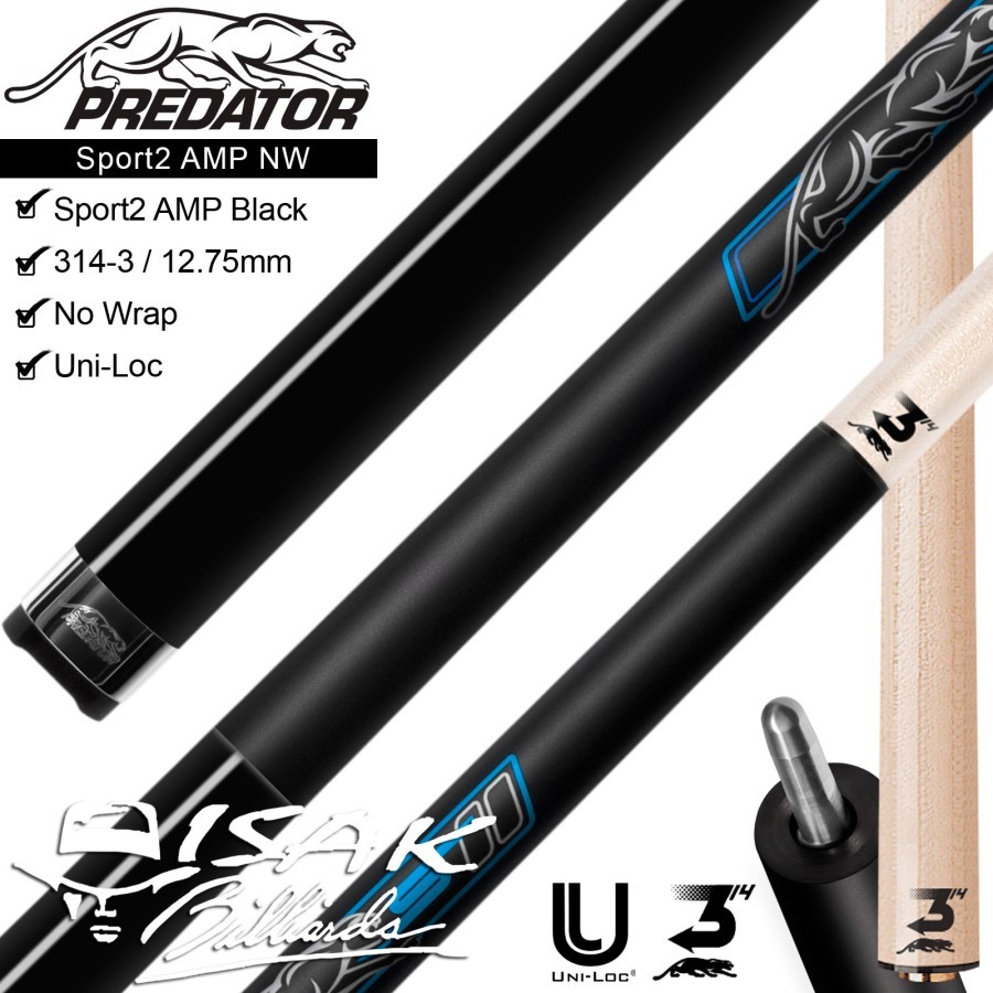 Jual Predator Sport2 AMP NW Uniloc low Deflection Billiard Cue Stick ...