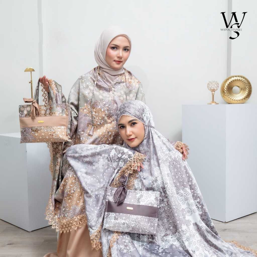 Mukena Jumbo Silk Premium Motif Mix Polos 2in1 Dahlia series