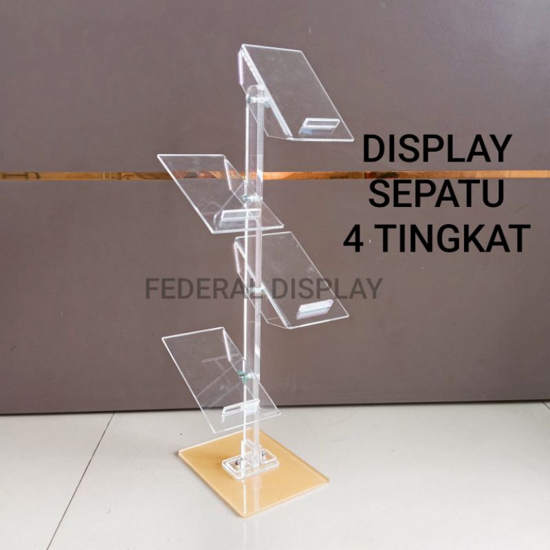 Jual DISPLAY SEPATU 4 TINGKAT / DISPLAY ACRYLIC SEPATU SANDAL 4 SUSUN ...