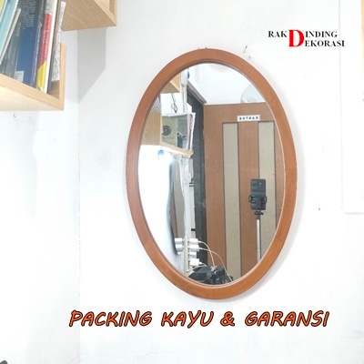 Jual Cermin Lis Kayu Dinding Bingkai Frame Kayu Bulat Capsul Kapsul Oval Gantung Tempel Dinding