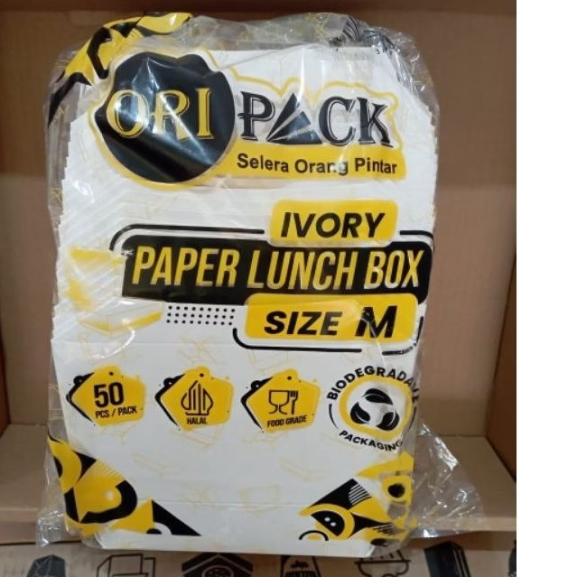 Jual Paper Lunch Box M Ivory/ Lunch Box Oripack Ukuran M Putih/ Kotak ...