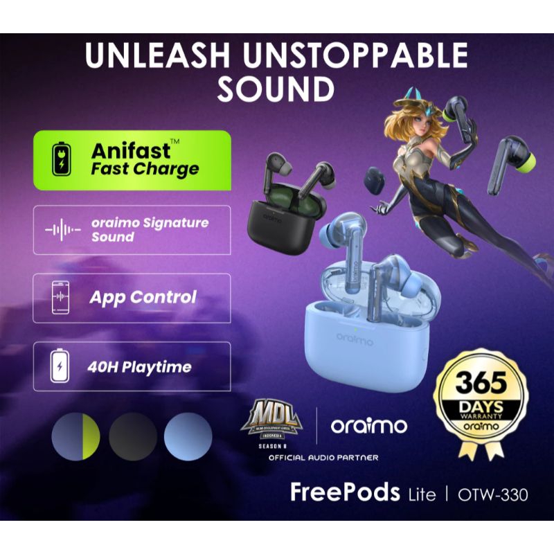 Jual Oraimo FreePods Lite OTW-330 Headset Bluetooth Earphone Wireless