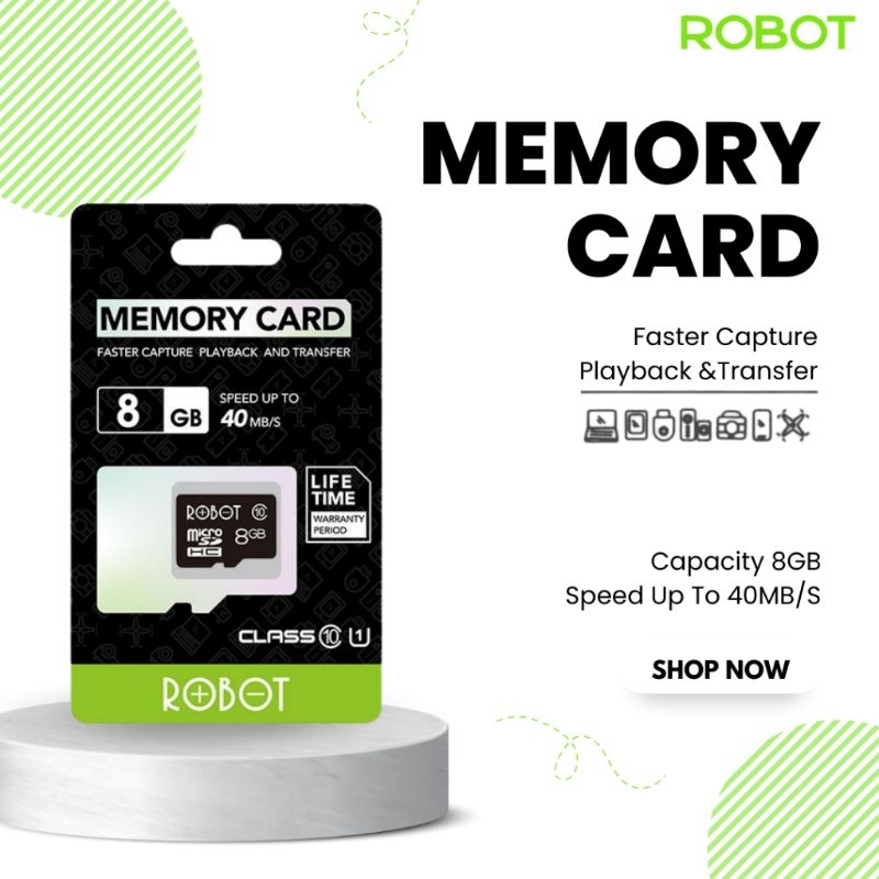 Jual ROBOT TF Card 8GB Memory Card MicroSD Class 10 Speed With Package ...