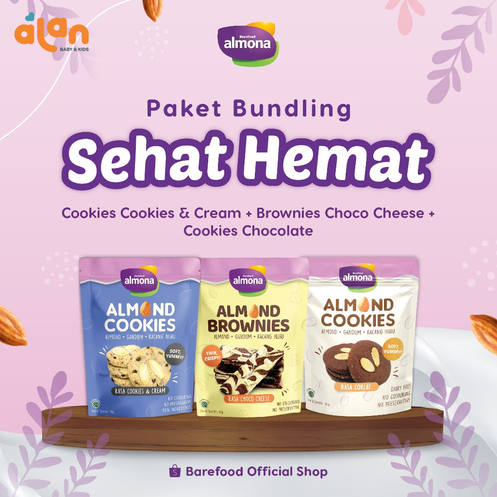 Jual Almona Almond Brownies & Cookies 50gr - Snack Sehat - No ...