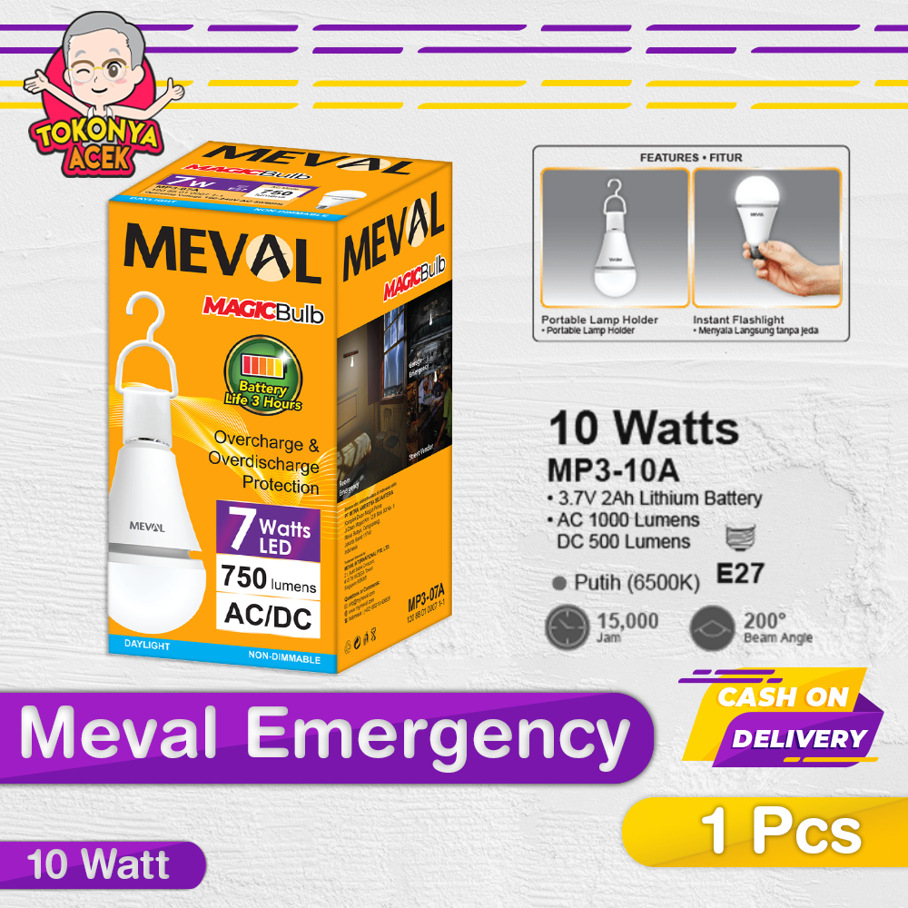 Jual Lampu Emergency Meval Led Magic Bulb / Bohlam Emergency Meval ...