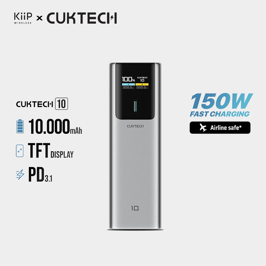 KiiP x Cuktech PB100P Power Bank 10000mAh 150W USB Type-C Fast Charging