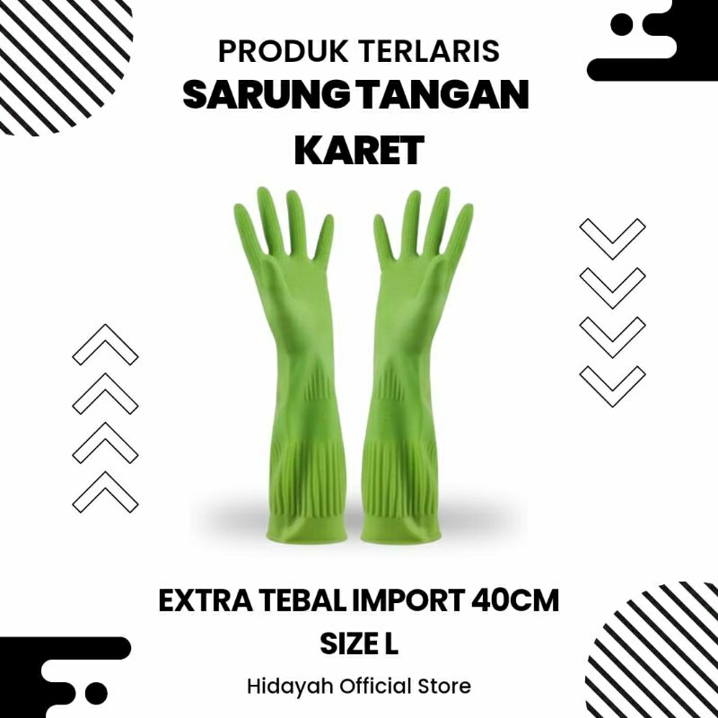 Jual Sarung Tangan Karet Lateks Hijau 32cm Kerja Proyek Shopee Indonesia