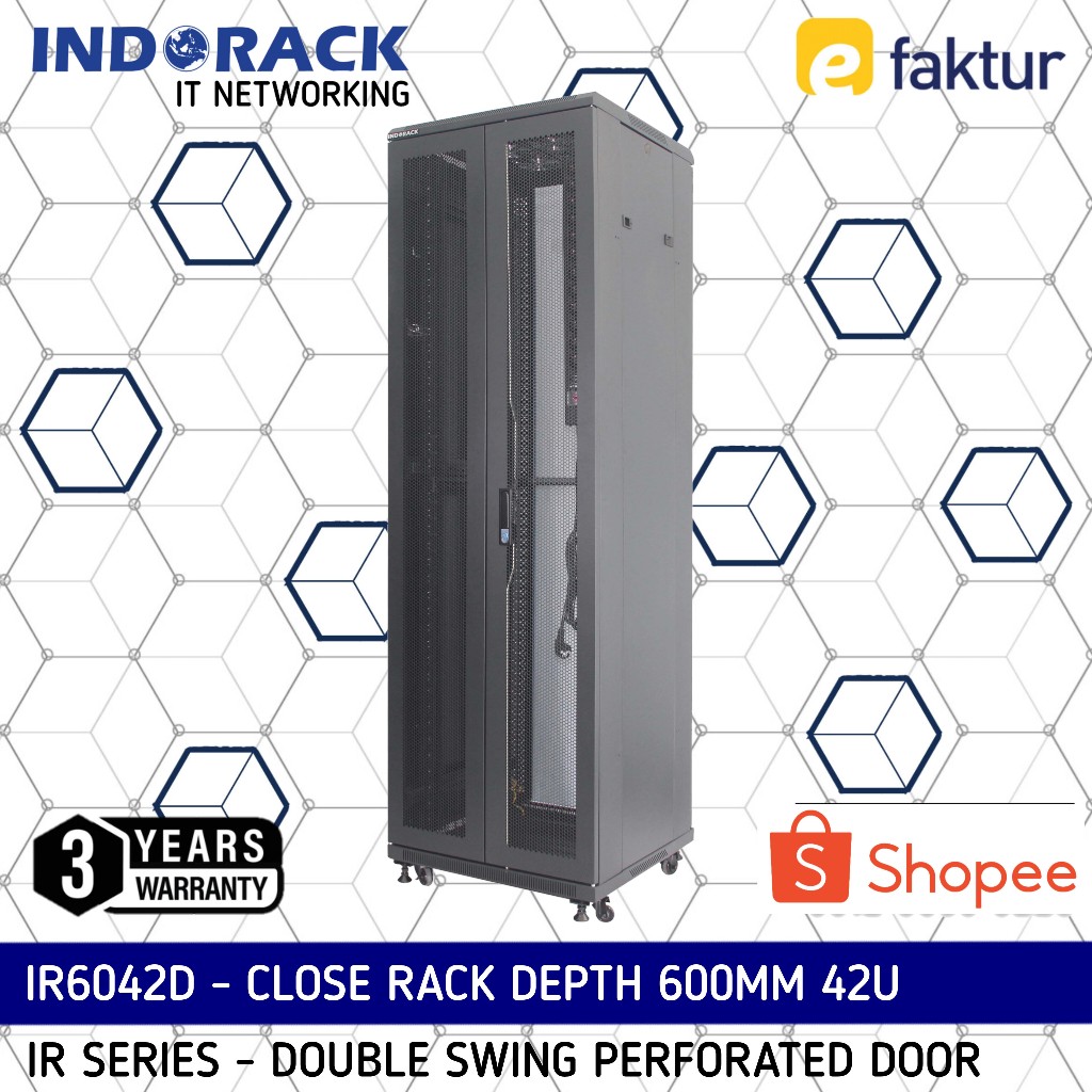 Jual IR6042D Rack Server 42U 600mm Double Swing Perforated INDORACK Rak ...