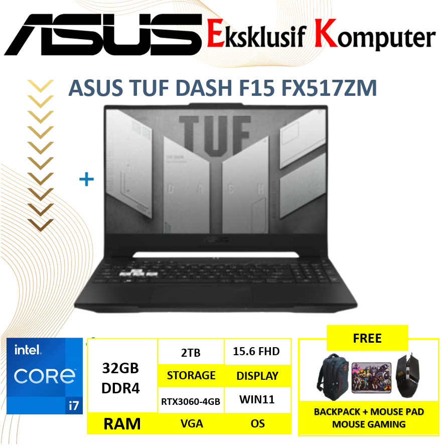 Jual Laptop Asus TUF Gaming Dash F15 Intel i7 12650H 16GB 1TB SSD ...