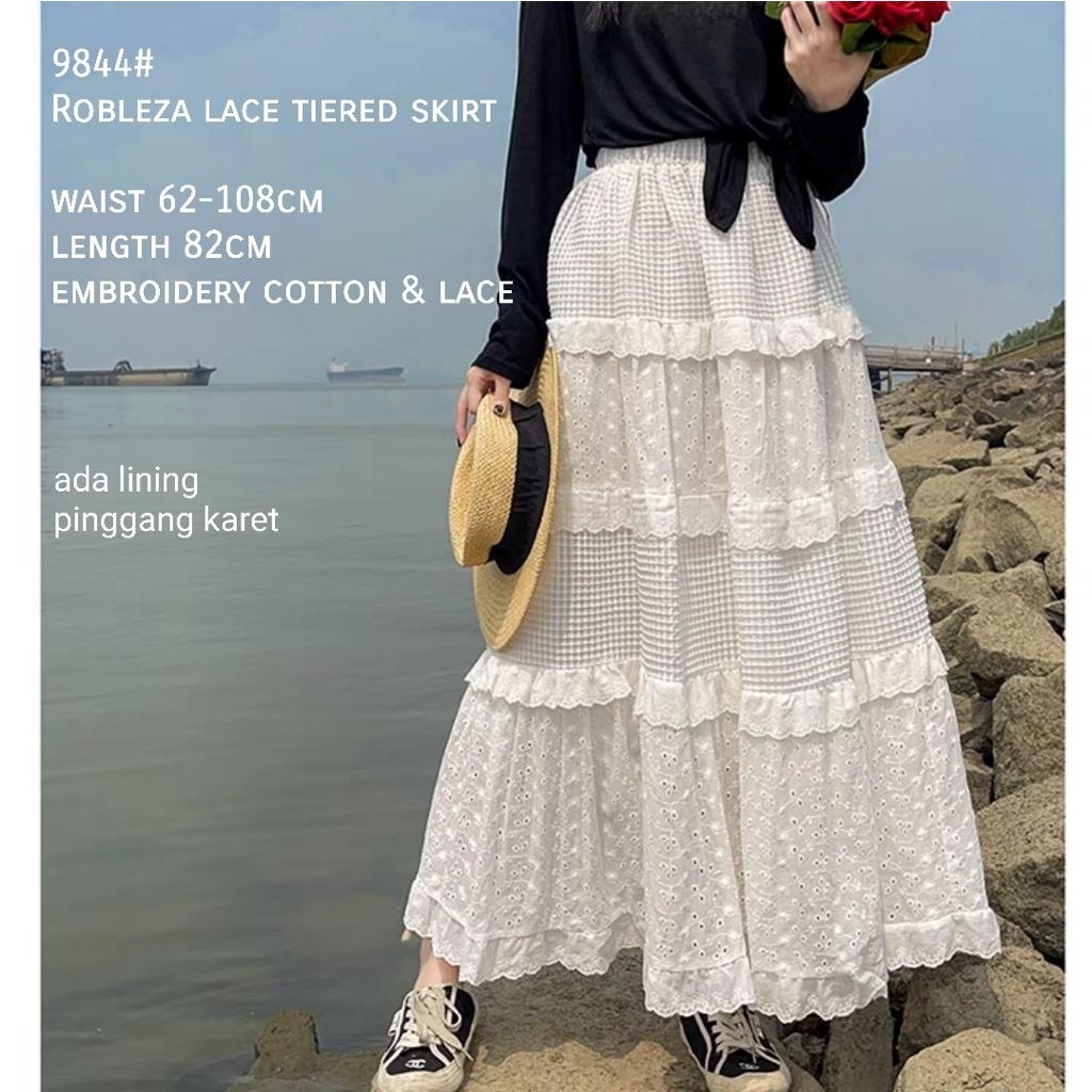 Jual Ekouaer Rok Putih Renda Pinggang Tinggi Kualitas Tinggi Impor ...