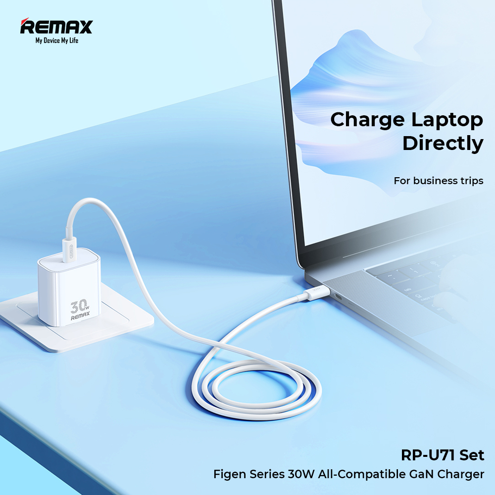 Jual Remax GaN Kepala Faster Charger Travel Built-in Cable C to C 30W ...