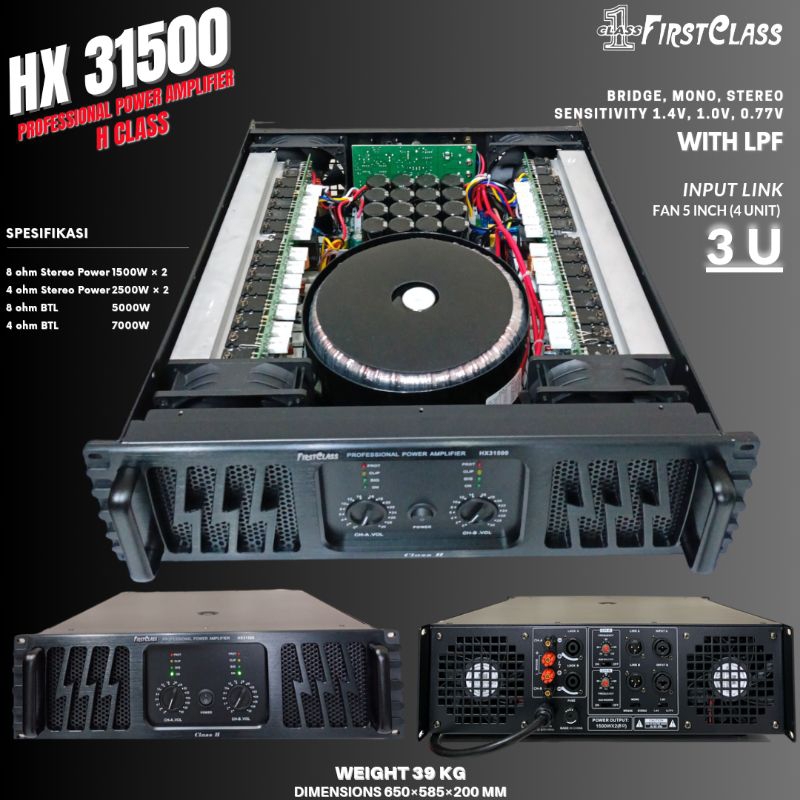 Jual Professional Power Amplifier 3U H Class With Crossover Firstclass