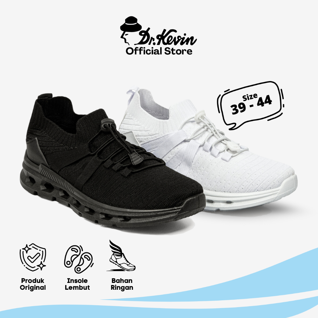Jual Kevin Sepatu Sport Pria Men Sneakers Sekolah Flyknit Tali