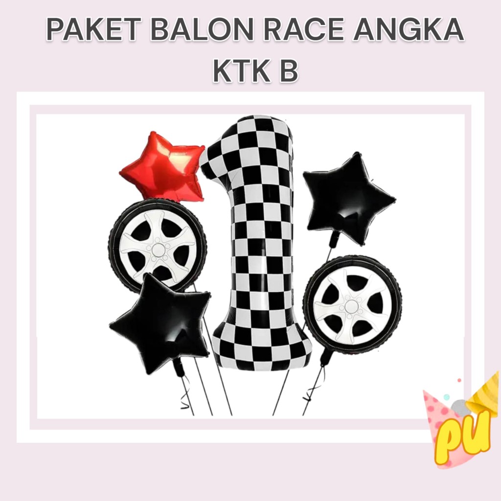 Jual Paket Balon RACE CAR Angka KOTAK B / Dekorasi Ulang Tahun Mobil ...