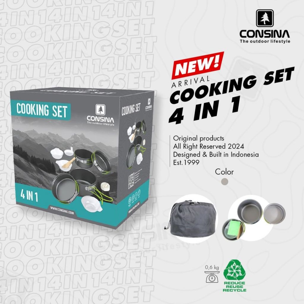 Jual Consina Cooking Set Isi 4 in 1 Nesting Set Camping Alat Masak ...