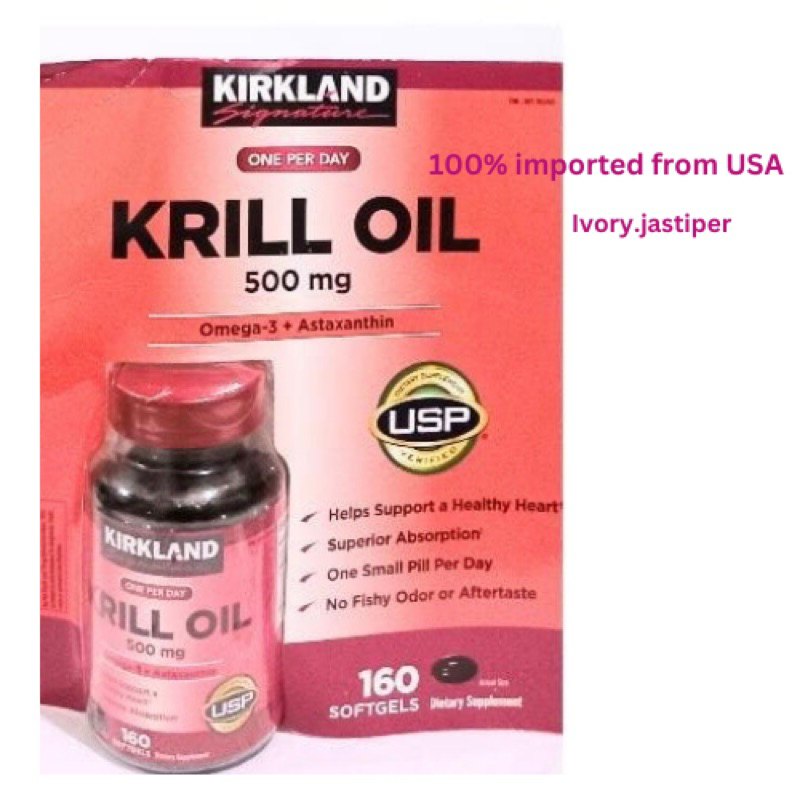 Jual Kirkland Signature Krill Oil 500mg (omega 3 + astaxanthin), 160