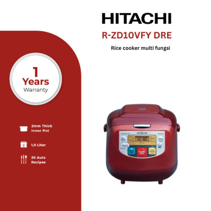 Jual HITACHI Rice Cooker Digital 1 Liter Black/Red RZD10VFY Shopee