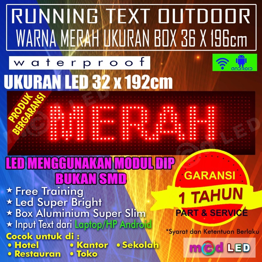 Jual RUNNING TEXT RUNNINGTEXT LED DISPLAY P10 OUTDOOR OUT DOOR WARNA ...
