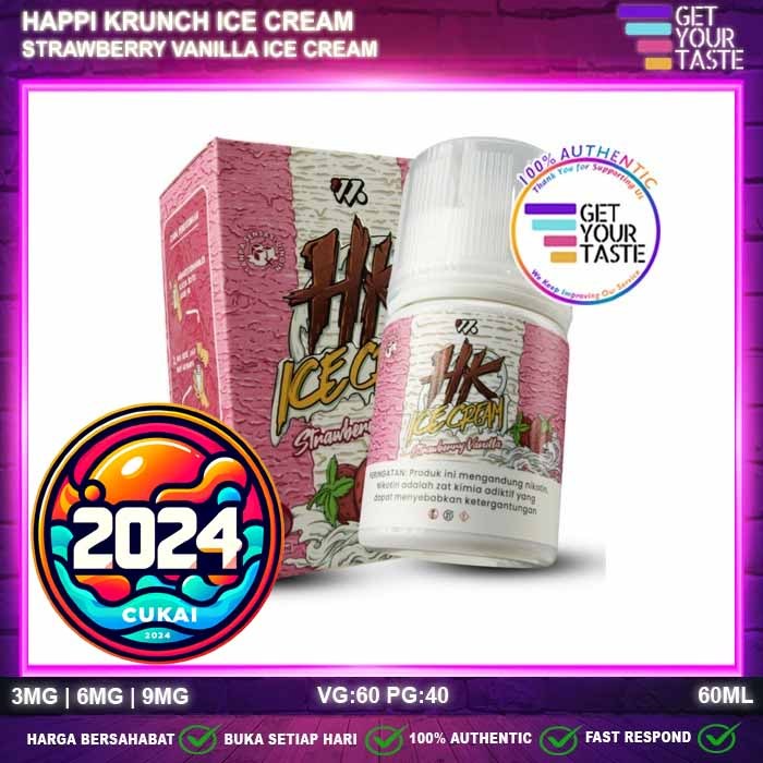 Jual Liquid HK Ice Cream Strawberry Vanilla 60ML Happi Krunch by ...