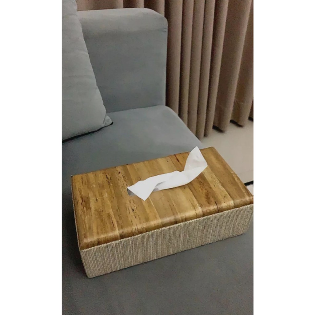 Jual Indêhoy Tempat tisu kombinasi tenun kayu dan enceng kotak ...