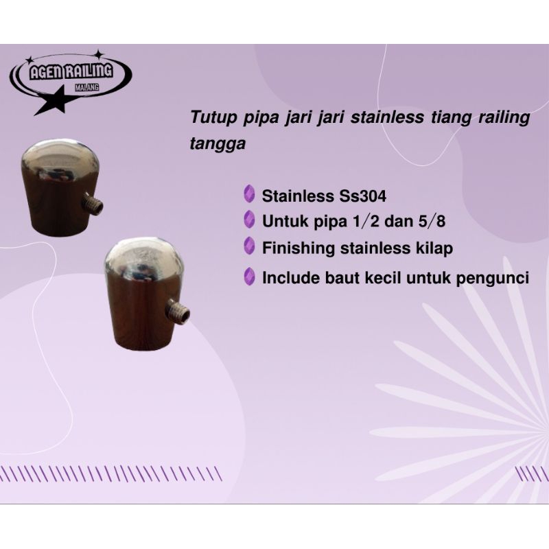 Jual Tutup pipa jari jari stainless tiang railing tangga | Shopee Indonesia