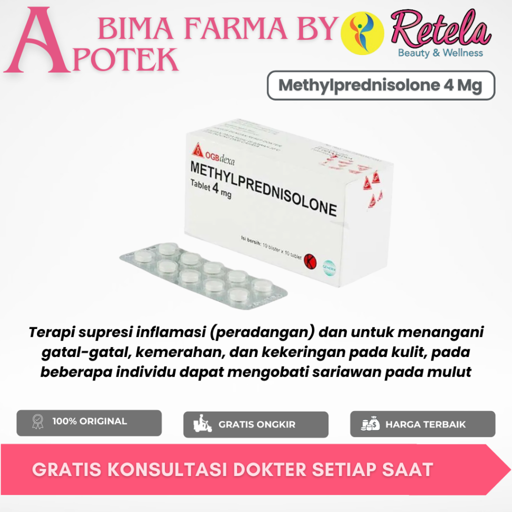 Jual Methylprednisolone 4 Mg 1 Box 100 Tablet (dexa) | Shopee Indonesia