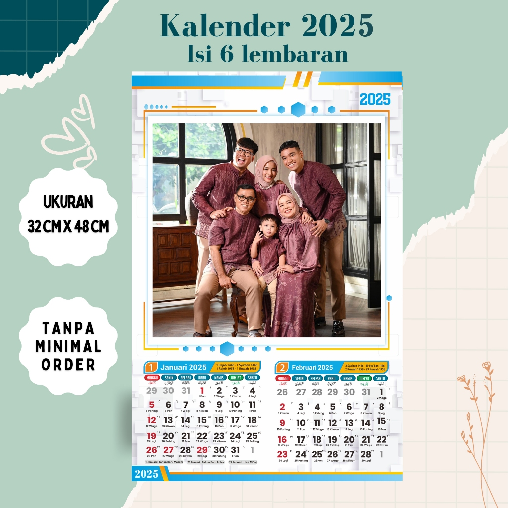 Jual Kalender dinding 2025 Isi 6 Lembar Kalender custom | Shopee Indonesia