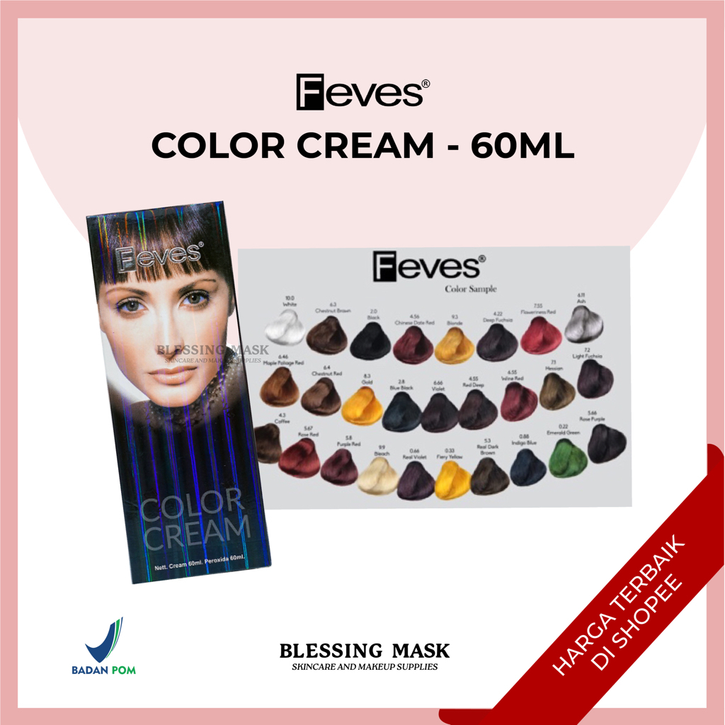 Jual AS Feves Cat Rambut Color Cream Hair 60ml | Shopee Indonesia