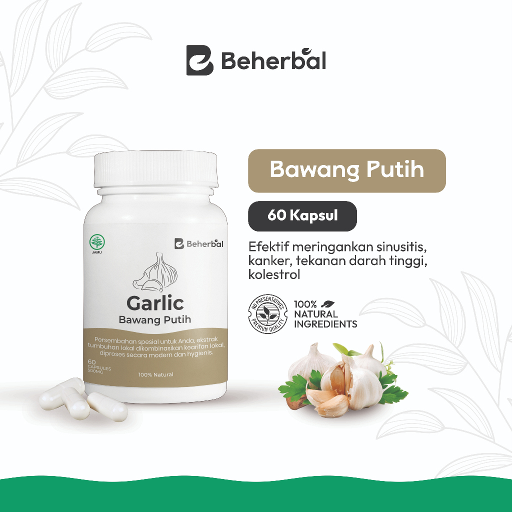 BEHERBAL Kapsul Bawang Putih – Antioksidan Tinggi, Turunkan Kolesterol & Tekanan Darah, Jaga Jantung
