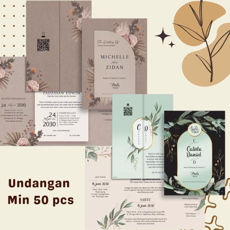 Jual Undangan Pernikahan Cantik Simple Elegan Min 50 pcs | Shopee Indonesia