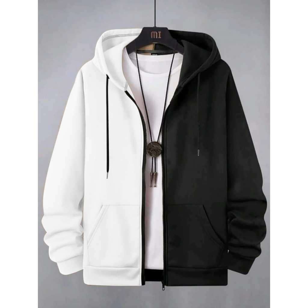 Jual Sweater Jaket Hoodie Outerwear Polos Kombinasi Lengan Panjang Pria Shopee Indonesia