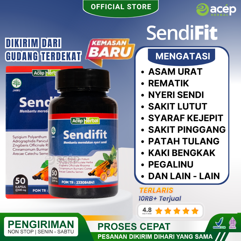 Jual Sendifit Acep Herbal Asli Origininal Obat Asam Urat Rematik Nyeri Sendi Tulang Lutut Syaraf