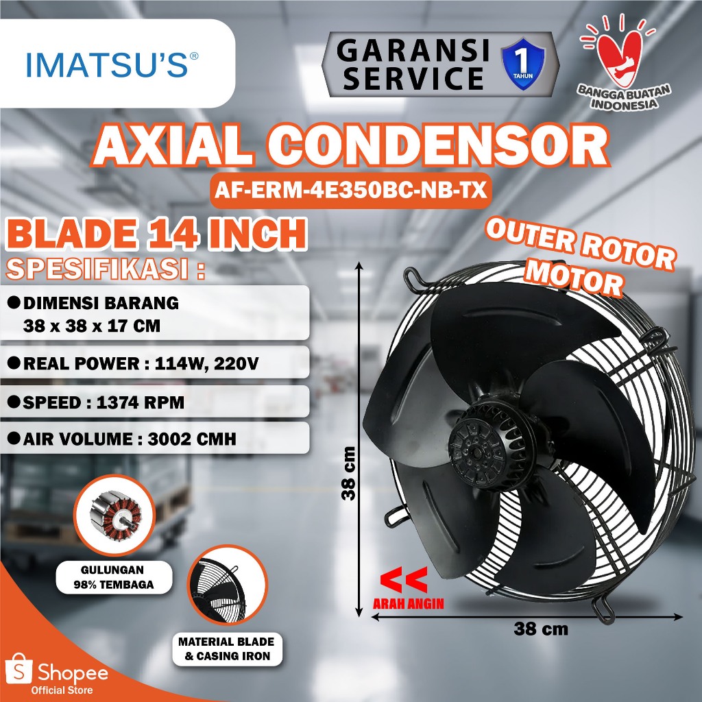 Jual Axial Fan 14 Inch 220V Fan Condensor Fan Chiller Kipas Condenser ...