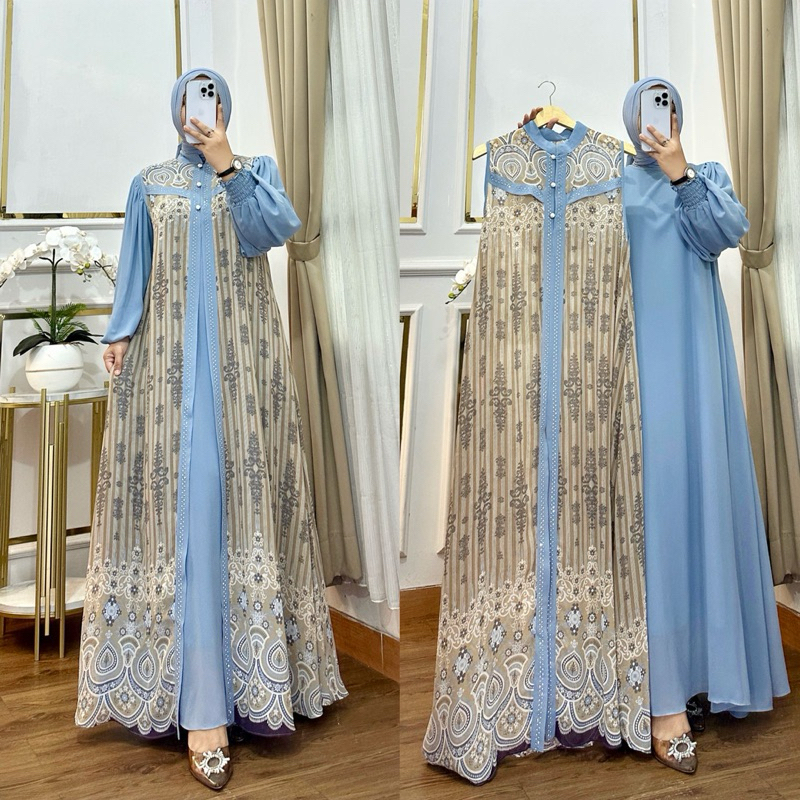 Jual Gamis rompi motif lepas pasang mewah simple dan elegan | Shopee ...