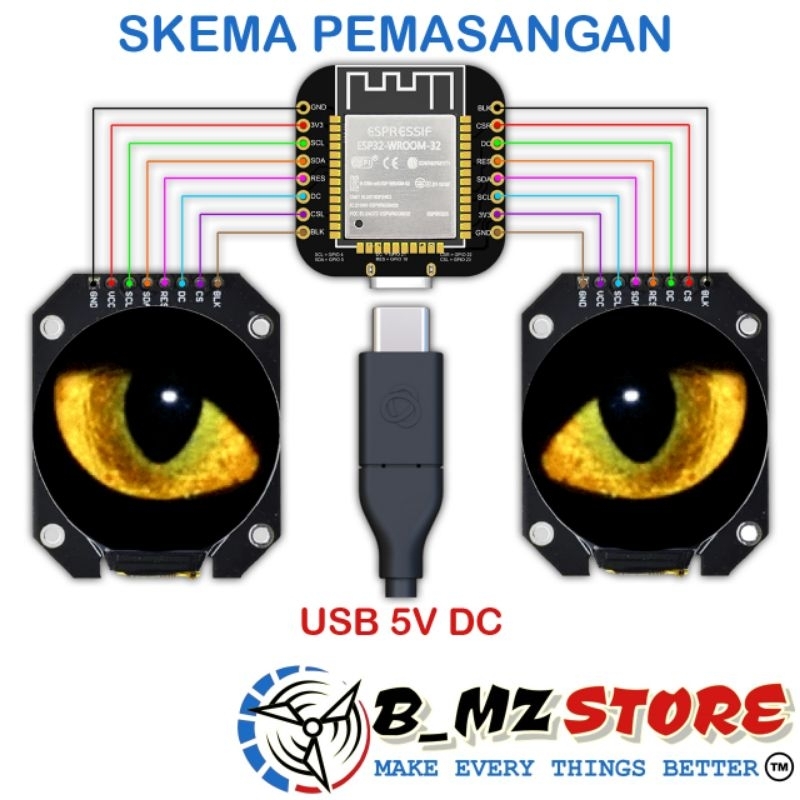 Jual Paket Display Animasi TFT Mata Bergerak - ESP32 - LCD TFT 240x240 ...
