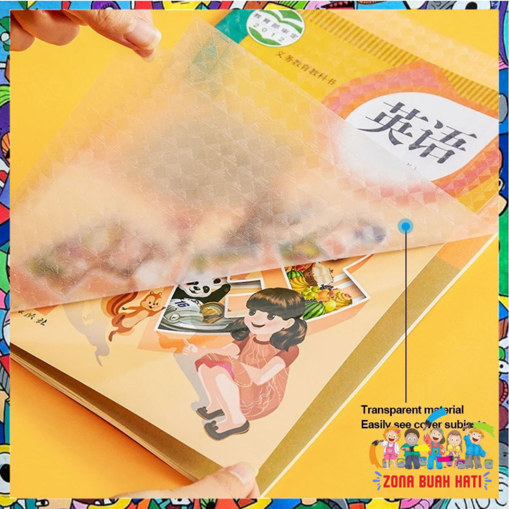Jual ZBH Stiker Sampul Buku Bening Isi 10 Lembar Self-Adhesive Book