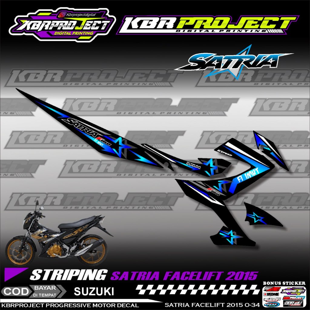 Jual SATRIA FACELIFT 2015 STIKER STRIPING PREMIUM MOTOR KEREN SUZUKI ...